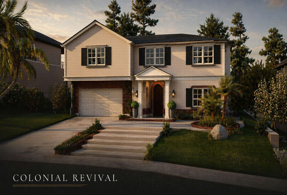 Colonial Revival inspired home at Chronovia by Zenor Homes in North County San Diego